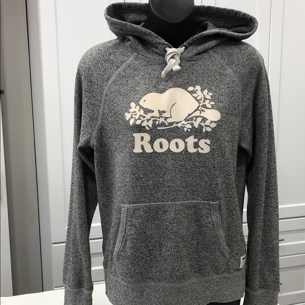🦫 Roots Hoodie - Men’s XS - Salt & Pepper - Cream Logo 🦫